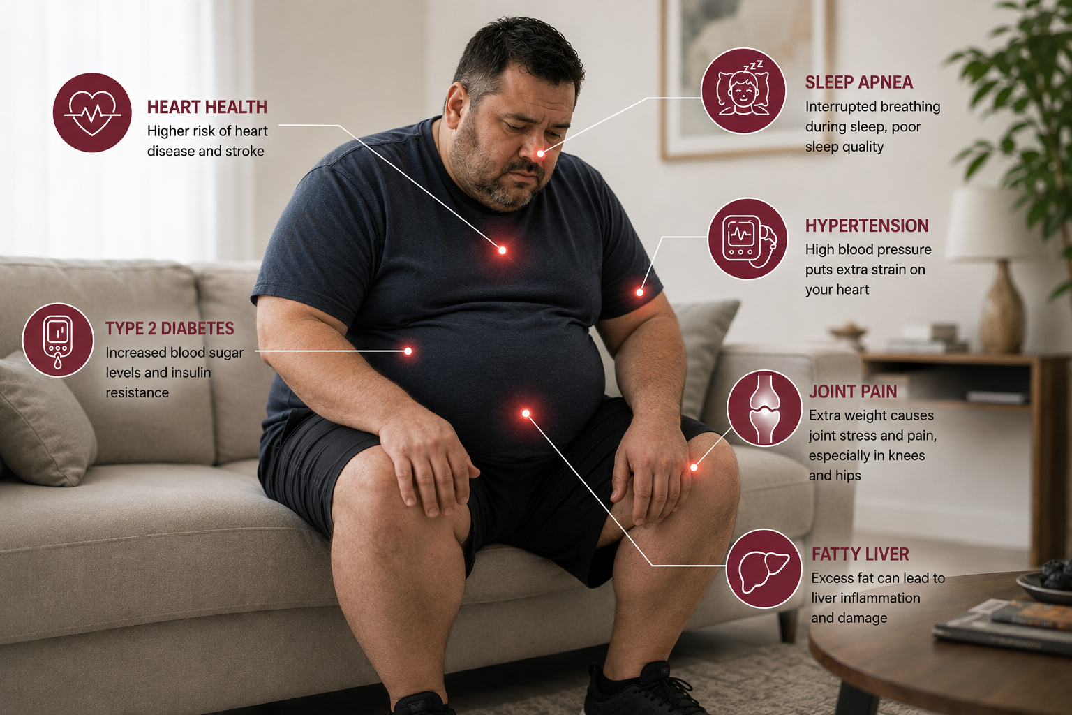 Conditions that may improve after bariatric surgery — heart health, sleep apnea, hypertension, joint pain, type 2 diabetes, fatty liver